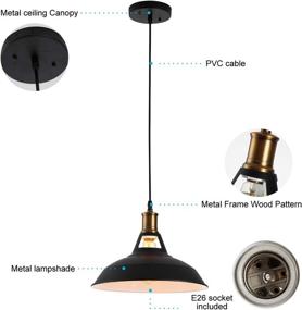 img 3 attached to 💡 Homiforce Vintage Style Matte-Black Pendant Light with Metal Shade - Modern Industrial Edison Style Hanging for Kitchen Island HMP3006 Close to Ceiling