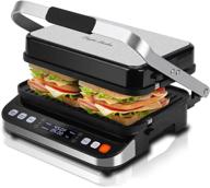 🥪 taylor swoden 10 in 1 panini press sandwich maker: 1600w electric indoor grill with non-stick double sided plates, led touch screen, independent temperature control, opens 180 degrees - stainless steel логотип