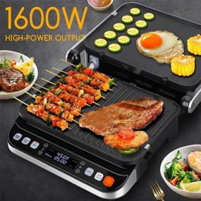 img 1 attached to 🥪 Taylor Swoden 10 in 1 Panini Press Sandwich Maker: 1600W Electric Indoor Grill with Non-Stick Double Sided Plates, LED Touch Screen, Independent Temperature Control, Opens 180 Degrees - Stainless Steel