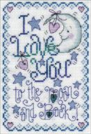 🧵 design works crafts to the moon cross stitch kit, 5 x 7 size, 14 count fabric logo