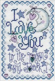 img 1 attached to 🧵 Design Works Crafts To the Moon Cross Stitch Kit, 5 x 7 size, 14 Count fabric