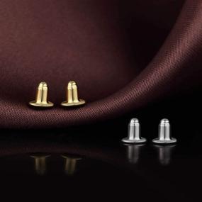 img 3 attached to DELECOE 14K Gold Bullet Locking Earring Backs: Hypoallergenic Replacements for Diamond Studs