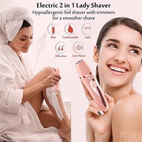 img 3 attached to 🪒 2-in-1 Electric Razor for Women - EESKA Womens Shaver for Face, Legs, and Underarm, Portable Bikini Trimmer Ladies Shaver - IPX7 Waterproof Wet and Dry Hair Removal, Type C USB Recharge - Pink