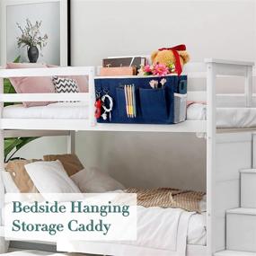 img 3 attached to 🛏️ Convenient Blue Bedside Caddy & Hanging Storage for Headboards, Bunk & Hospital Beds - Ideal for Organizing Books, Keys, Mobile Phones