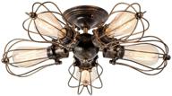 industrial vintage semi-flush mount ceiling light with metal fixtures and painted finish; moonkist (bronze, 5 light) логотип