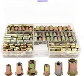 img 4 attached to 🔩 LBY 170pcs Carbon Steel Rivet Nuts: M4/5/6/8 Thread Insert Nutsert Assortment Kit with Small Countersunk Head and Half-Hexagonal Design - Carbon Steel Zinc-Plated Yellow