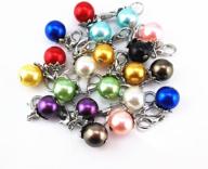 20pcs colorful pearl dangle charms pendant with lobster clasp - perfect jewelry making accessory for floating locket charms necklaces (silver) logo