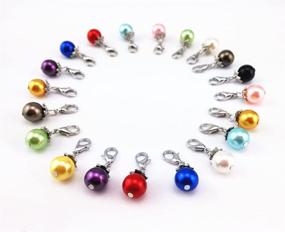 img 3 attached to 20pcs Colorful Pearl Dangle Charms Pendant with Lobster Clasp - Perfect Jewelry Making Accessory for Floating Locket Charms Necklaces (Silver)