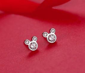 img 1 attached to 925 Sterling Silver Crystals Mouse Stud Earrings for Women, Teens, and Girls by SLUYNZ