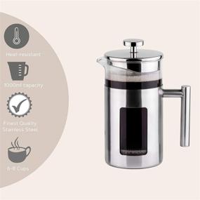 img 2 attached to ☕ Rodolffo Quality French Press Coffee Maker: Premium 34 Ounce Design with Stainless Steel 18/8, Borosilicate Glass Cup & Stainless Steel Strainer. Unmatched Taste & Purity. Experience Your Perfect Coffee.