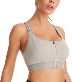 img 1 attached to 🔥 Revolutionary newlashua Women's High Impact Sports Bra: Zip Front Full-Support and Wirefree Comfort