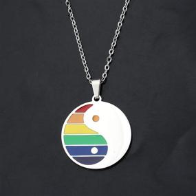 img 1 attached to 🏳️ BEKECH LGBT Pride Rainbow Yin Yang Necklace - Gay & Lesbian Pride Gifts, Wedding Engagement Anniversary Jewelry Gift for LGBT+ Community