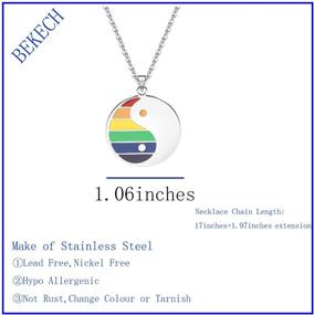 img 3 attached to 🏳️ BEKECH LGBT Pride Rainbow Yin Yang Necklace - Gay & Lesbian Pride Gifts, Wedding Engagement Anniversary Jewelry Gift for LGBT+ Community