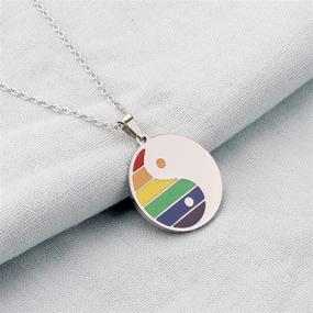 img 2 attached to 🏳️ BEKECH LGBT Pride Rainbow Yin Yang Necklace - Gay & Lesbian Pride Gifts, Wedding Engagement Anniversary Jewelry Gift for LGBT+ Community