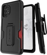 📱 ghostek iron armor samsung galaxy a32 5g case: reliable heavy duty protection with belt clip, card holder, and kickstand - smooth matte black, designed specifically for the 2021 samsung a32 (6.5in) logo