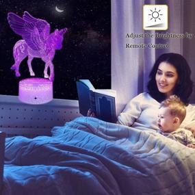 img 1 attached to Unicorn Night Light Girls Birthday Gift, 3D Novelty Lamp with 16 Colors, Remote Control LED Night Light for Kids Girls Room Decor, Dimmable Bedside Lamps