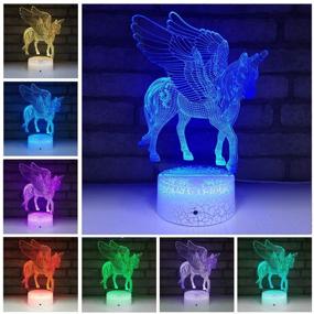 img 3 attached to Unicorn Night Light Girls Birthday Gift, 3D Novelty Lamp with 16 Colors, Remote Control LED Night Light for Kids Girls Room Decor, Dimmable Bedside Lamps