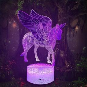 img 4 attached to Unicorn Night Light Girls Birthday Gift, 3D Novelty Lamp with 16 Colors, Remote Control LED Night Light for Kids Girls Room Decor, Dimmable Bedside Lamps