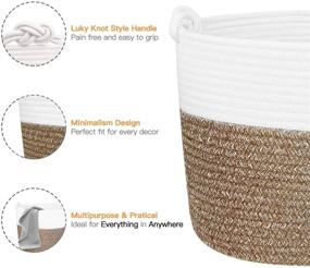 img 2 attached to 🧺 Versatile Polarduck Cotton Rope Basket - Baby Laundry, Nursery & Toys Storage, Woven Blanket Bin - Medium 12” x 12” x 12” - Natural White & Jute