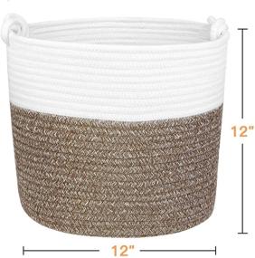img 3 attached to 🧺 Versatile Polarduck Cotton Rope Basket - Baby Laundry, Nursery & Toys Storage, Woven Blanket Bin - Medium 12” x 12” x 12” - Natural White & Jute