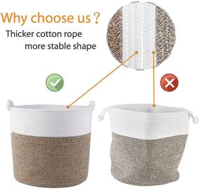 img 1 attached to 🧺 Versatile Polarduck Cotton Rope Basket - Baby Laundry, Nursery & Toys Storage, Woven Blanket Bin - Medium 12” x 12” x 12” - Natural White & Jute