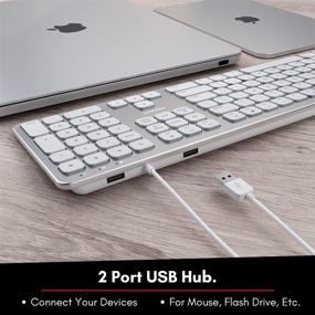 img 2 attached to 🖥️ Macally USB Wired Keyboard for Mac - Enhanced Apple Keyboard with USB Hub (2X Ports) - Full-Size Mac Keyboard with Number Pad - Easy Plug &amp; Play for MacBook Pro/Air, iMac - Sleek Aluminum Frame