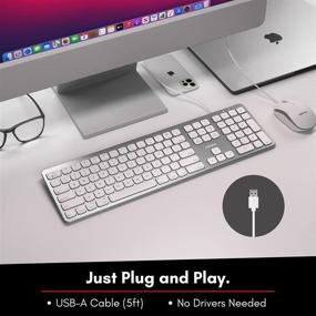 img 1 attached to 🖥️ Macally USB Wired Keyboard for Mac - Enhanced Apple Keyboard with USB Hub (2X Ports) - Full-Size Mac Keyboard with Number Pad - Easy Plug &amp; Play for MacBook Pro/Air, iMac - Sleek Aluminum Frame