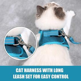 img 2 attached to Premium Cat Harness and Leash Set in Turquoise for Effortless Walking - Lightweight, Escape-Proof Kitten Vest with Soft Fit for Cats, Puppies, and Rabbits. Easy Control!