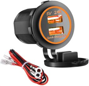 img 4 attached to 🔌 Dual USB Charger Socket Power Outlet - Quick Charge 3.0 & 2.4A Port for Car Boat Marine Rv Mobile with Wire Fuse DIY Kit (QC 3.0 - Orange) - Fast and Convenient Charging Solution for Vehicles