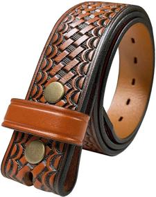 img 4 attached to Premium Massachusetts Basketweave Cowhide Leather Men's Accessories: Must-Have Belts and More!
