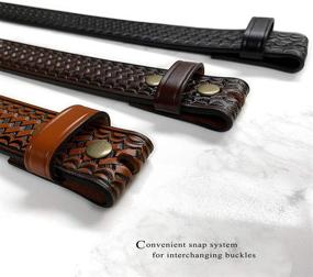 img 2 attached to Premium Massachusetts Basketweave Cowhide Leather Men's Accessories: Must-Have Belts and More!