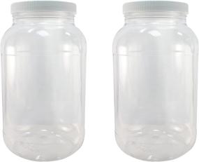 img 2 attached to Pinnacle Mercantile - 2 Pack of 1 Gallon Plastic Jars with Screw-On Lined Lids - Wide Mouth Food Storage Containers