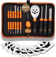 🎃 21pcs halloween jack-o-lanterns professional pumpkin carving kit: heavy duty stainless steel tools set logo