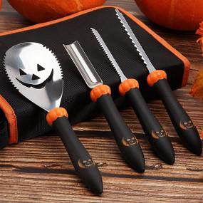 img 1 attached to 🎃 21Pcs Halloween Jack-O-Lanterns Professional Pumpkin Carving Kit: Heavy Duty Stainless Steel Tools Set