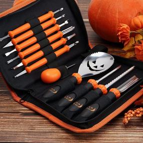 img 3 attached to 🎃 21Pcs Halloween Jack-O-Lanterns Professional Pumpkin Carving Kit: Heavy Duty Stainless Steel Tools Set