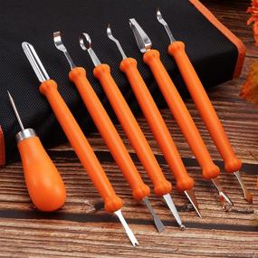 img 2 attached to 🎃 21Pcs Halloween Jack-O-Lanterns Professional Pumpkin Carving Kit: Heavy Duty Stainless Steel Tools Set