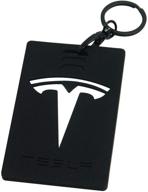 coolsport car key card holder for tesla model 3 - silicone protector cover & keychain (black) logo