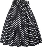 belle poque high waist a-line skater flared midi skirt with pockets for women logo