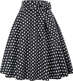 img 4 attached to Belle Poque High Waist A-Line Skater Flared Midi Skirt with Pockets for Women