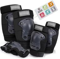 🛴 outdoormaster youth elbow and knee pads for kids (ages 3-12) 6-in-1 protective gear set with youth shin guards and wrist straps for kids bike, skateboard, and more logo