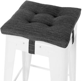 img 4 attached to Baibu 12 Inches Square Seat Cushion with Ties - Super Soft Bar Stool Pad, Gray-Black (12'' / 30CM)