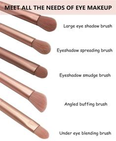 img 1 attached to Get Flawless Eye Makeup Looks with 5-Piece Essential Eyeshadow Brush Set in a Travel Case (Pink)