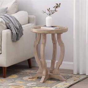 img 3 attached to 🌸 Discover the Exquisite Craftsmanship of the Christopher Knight Home Doris French Country Accent Table with Round Top, Natural