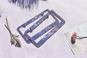 img 2 attached to H C Hippo Creation 2 Pack Handcrafted Crystal Premium Stainless Steel Bling License Plate Frame (Lavender)