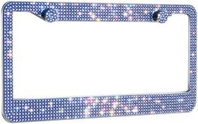 img 1 attached to H C Hippo Creation 2 Pack Handcrafted Crystal Premium Stainless Steel Bling License Plate Frame (Lavender)