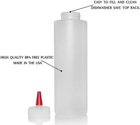 img 2 attached to Convenient 16-Ounce Plastic Squeeze Condiment Bottles: Set of 🍶 6 Wide Mouth Bottles with Red Tip Cap - Pinnacle Mercantile