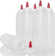 convenient 16-ounce plastic squeeze condiment bottles: set of 🍶 6 wide mouth bottles with red tip cap - pinnacle mercantile logo