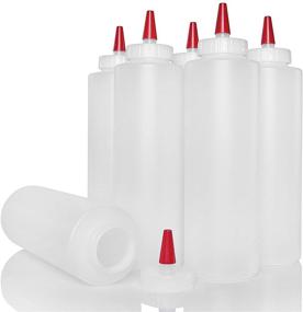 img 4 attached to Convenient 16-Ounce Plastic Squeeze Condiment Bottles: Set of 🍶 6 Wide Mouth Bottles with Red Tip Cap - Pinnacle Mercantile