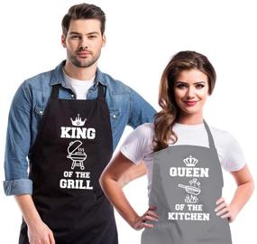 img 4 attached to 👫 Saukore Funny Aprons for Couples, His and Hers Aprons Set, Kitchen Aprons with 2 Pockets for Cooking Baking Grilling - Cute Anniversary Wedding Bridal Shower Christmas Apron Gifts for Joyful Couples