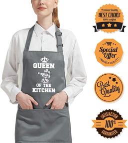 img 2 attached to 👫 Saukore Funny Aprons for Couples, His and Hers Aprons Set, Kitchen Aprons with 2 Pockets for Cooking Baking Grilling - Cute Anniversary Wedding Bridal Shower Christmas Apron Gifts for Joyful Couples